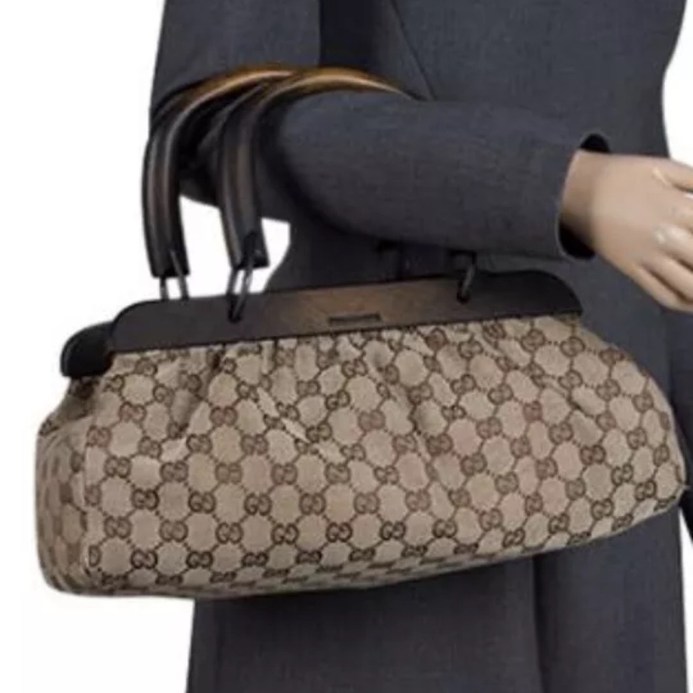 Gucci X Tom Ford Vintage Authentic Wooden Top Handle Web Bag